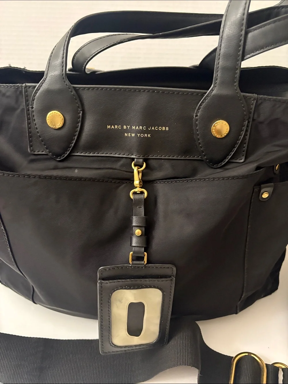 Marc by Marc Jacobs Black Nylon Preppy Baby Tote Bag Detachable Strap